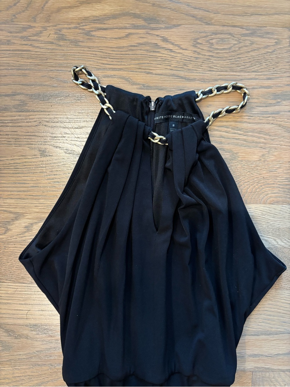 White House Black Market Black Halter Chain-Detail Wide-Leg Jumpsuit - Picture 2 of 4